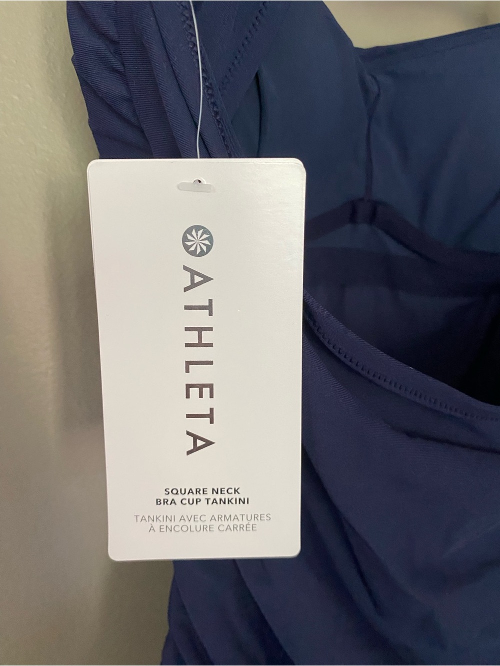 NWT ATHLETA Navy Blue Square Neck Bra Cup Tankini Swim Top Size 36 B/C - Picture 5 of 8